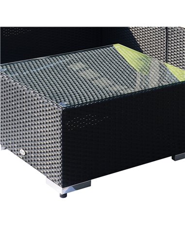Outsunny 7-Seater Sofa Rattan Garden Furniture Aluminium Outdoor Patio Set Wicker Seater Table - Black