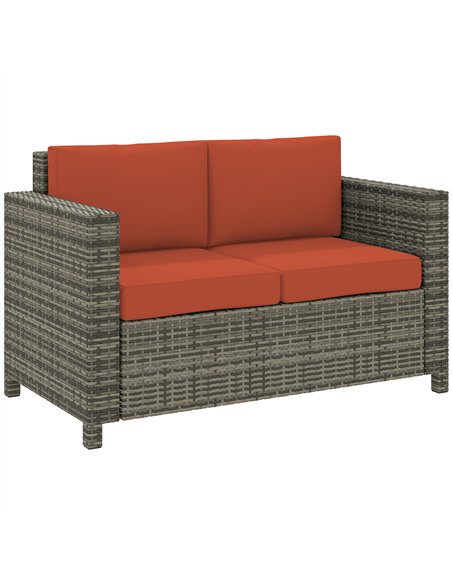Outsunny 2 Seater Garden Furniture, Rattan Sofa with Soft Padded Cushion and Armrests, Wicker Garden Loveseat for Patio, Grey - pic 129783 | FastDaddyshop