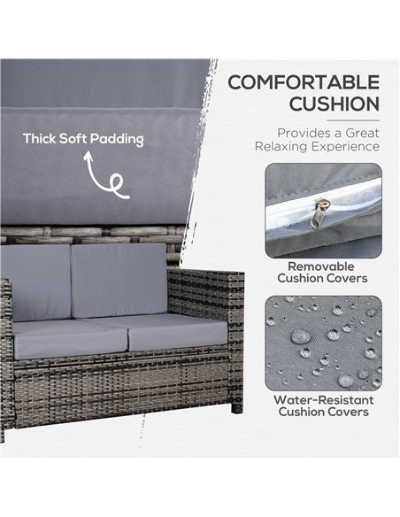 Outsunny 2 Seater Garden Furniture, Rattan Sofa with Soft Padded Cushion and Armrests, Wicker Garden Loveseat for Patio, Mixed G - pic 129796 | FastDaddyshop