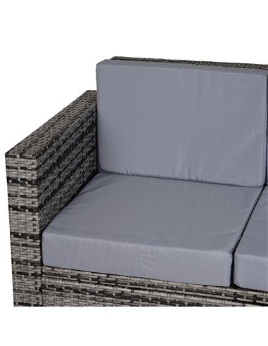 Outsunny 2 Seater Garden Furniture, Rattan Sofa with Soft Padded Cushion and Armrests, Wicker Garden Loveseat for Patio, Mixed G