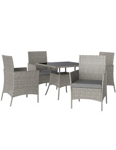 Outsunny Five-Pieces Rattan Dining Set - Light Grey