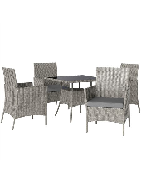 Outsunny Five-Pieces Rattan Dining Set - Light Grey - pic 129801 | FastDaddyshop