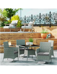 Outsunny Five-Pieces Rattan Dining Set - Light Grey 2