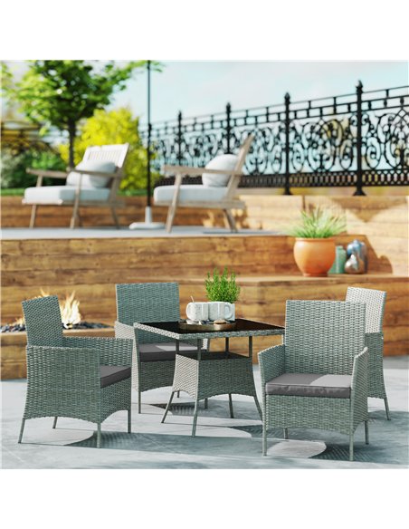 Outsunny Five-Pieces Rattan Dining Set - Light Grey - pic 129802 | FastDaddyshop