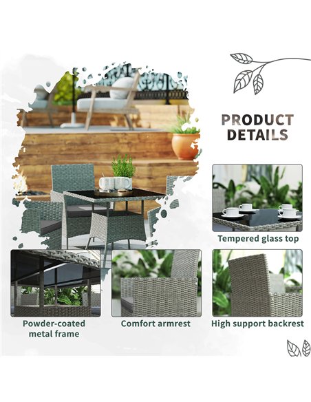 Outsunny Five-Pieces Rattan Dining Set - Light Grey - pic 129806 | FastDaddyshop
