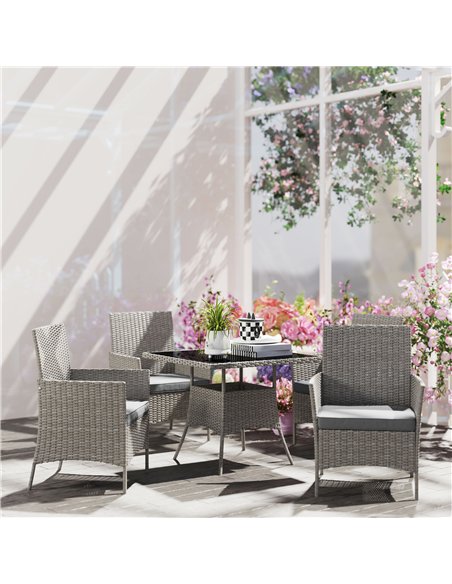 Outsunny Five-Pieces Rattan Dining Set - Light Grey - pic 129808 | FastDaddyshop