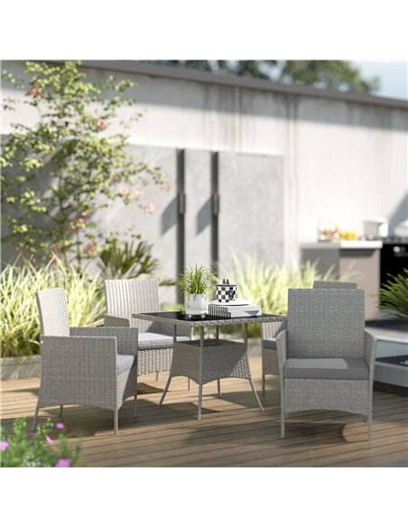Outsunny Five-Pieces Rattan Dining Set - Light Grey - pic 129809 | FastDaddyshop