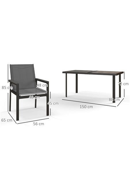 Outsunny Seven-Piece Metal Dining Set, with Glass-Top Table - Grey - pic 129812 | FastDaddyshop