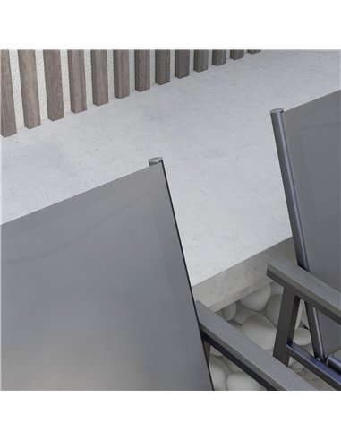 Outsunny Seven-Piece Metal Dining Set, with Glass-Top Table - Grey