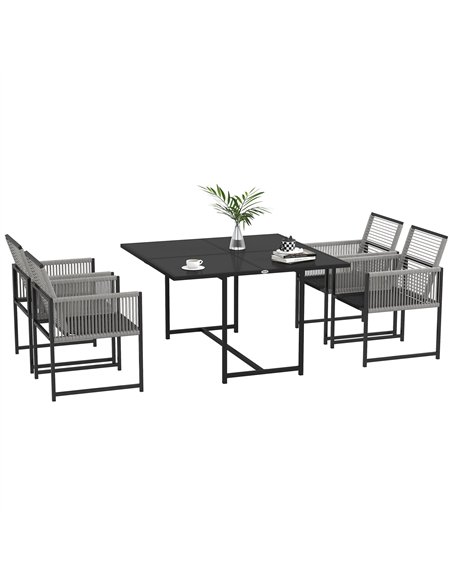 Outsunny Five-Piece Metal Dining Set, with Folding Back Chairs, Light Grey - pic 129819 | FastDaddyshop