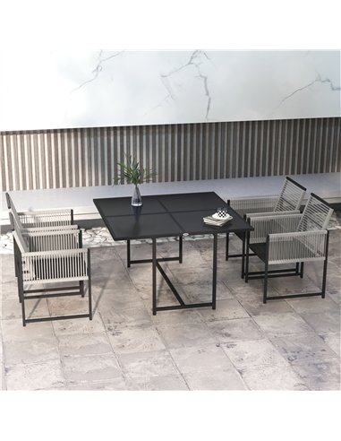 Outsunny Five-Piece Metal Dining Set, with Folding Back Chairs, Light Grey