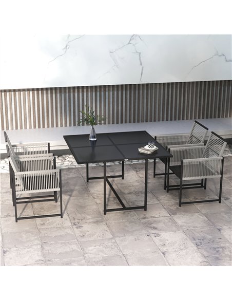 Outsunny Five-Piece Metal Dining Set, with Folding Back Chairs, Light Grey - pic 129820 | FastDaddyshop
