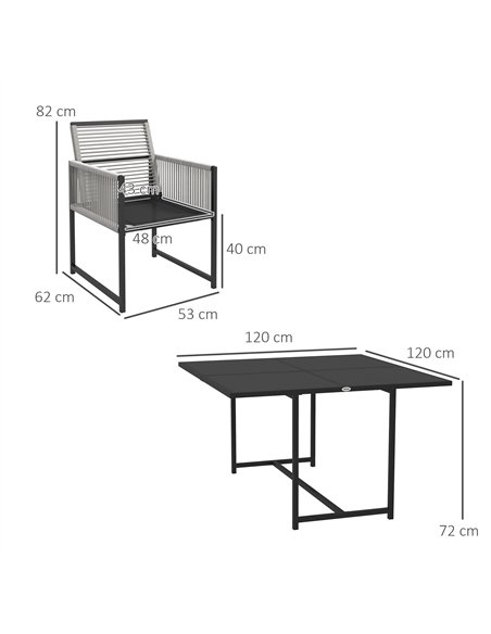 Outsunny Five-Piece Metal Dining Set, with Folding Back Chairs, Light Grey - pic 129821 | FastDaddyshop