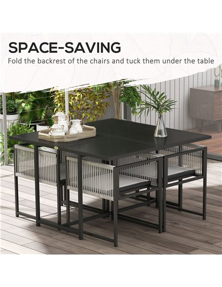 Outsunny Five-Piece Metal Dining Set, with Folding Back Chairs, Light Grey - pic 129822 | FastDaddyshop