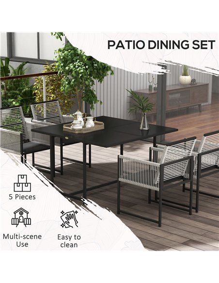 Outsunny Five-Piece Metal Dining Set, with Folding Back Chairs, Light Grey - pic 129824 | FastDaddyshop