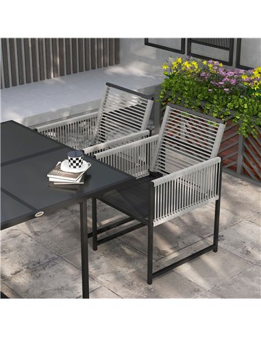 Outsunny Five-Piece Metal Dining Set, with Folding Back Chairs, Light Grey