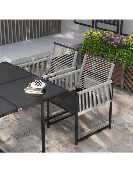 Outsunny Five-Piece Metal Dining Set, with Folding Back Chairs, Light Grey - pic 129825 | FastDaddyshop