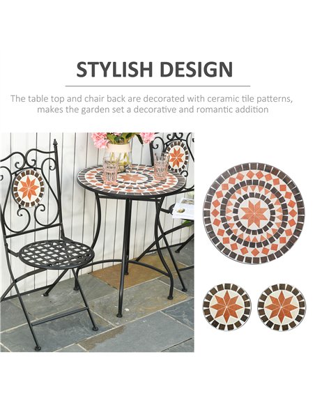 Outsunny Three-Piece Mosaic Bistro Table Set - Multicoloured - pic 129841 | FastDaddyshop