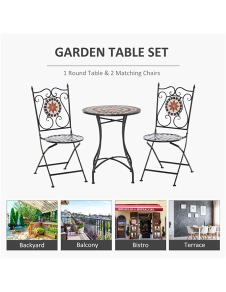 Outsunny Three-Piece Mosaic Bistro Table Set - Multicoloured - pic 129842 | FastDaddyshop