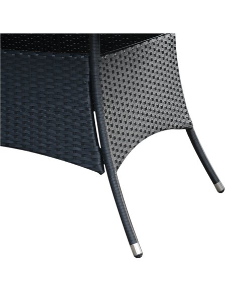 Outsunny 6-Seater Rattan Dining Set Garden Furniture Patio Rectangular Table Cube Chairs Outdoor Fire Retardant Sponge Black - pic 12985 | FastDaddyshop