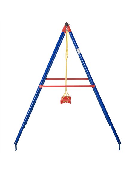 Outsunny Kids Swing Set Toddler Swing Adjustable Rope Heavy Duty A-Frame Stand Outdoor Playset for 3-8 Years Old Blue - pic 129853 | FastDaddyshop