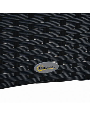Outsunny 6-Seater Rattan Dining Set Garden Furniture Patio Rectangular Table Cube Chairs Outdoor Fire Retardant Sponge Black