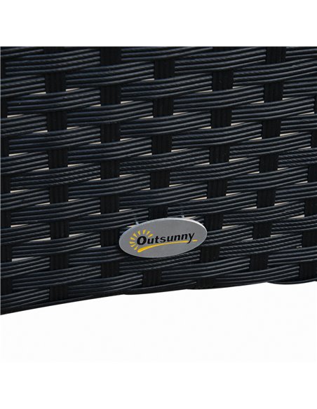 Outsunny 6-Seater Rattan Dining Set Garden Furniture Patio Rectangular Table Cube Chairs Outdoor Fire Retardant Sponge Black - pic 12986 | FastDaddyshop