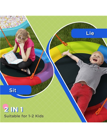 Outsunny Metal Kids Swing Set Nest Swing Seat with A-Frame Structure for Outdoor Use - Multicoloured - pic 129868 | FastDaddyshop
