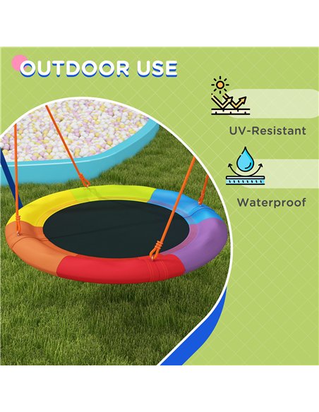 Outsunny Metal Kids Swing Set Nest Swing Seat with A-Frame Structure for Outdoor Use - Multicoloured - pic 129869 | FastDaddyshop
