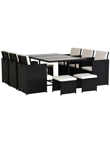 Outsunny 11PC Rattan Garden Furniture Outdoor Patio Dining Table Set, Black - pic 12987 | FastDaddyshop