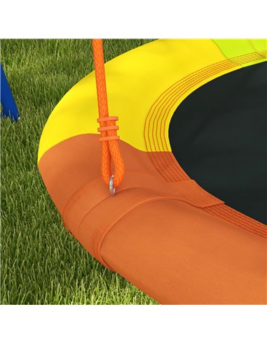 Outsunny Metal Kids Swing Set Nest Swing Seat with A-Frame Structure for Outdoor Use - Multicoloured