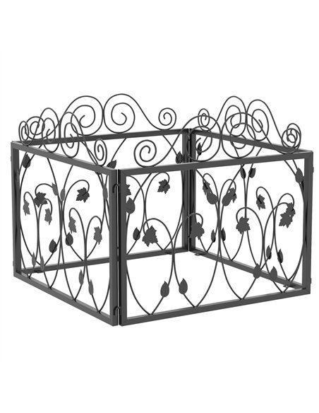 Outsunny Set of Four 57cm Leaf Scroll Metal Fence Panels - Black - pic 129890 | FastDaddyshop