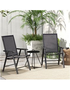 Outsunny Set of 2 Foldable Metal Garden Chairs Outdoor Patio Park Dining Seat Yard Furniture Dark Grey 2