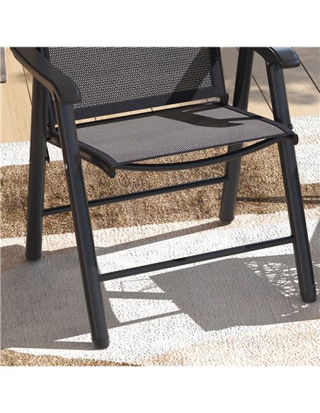 Outsunny Set of 2 Foldable Metal Garden Chairs Outdoor Patio Park Dining Seat Yard Furniture Dark Grey - pic 129899 | FastDaddyshop