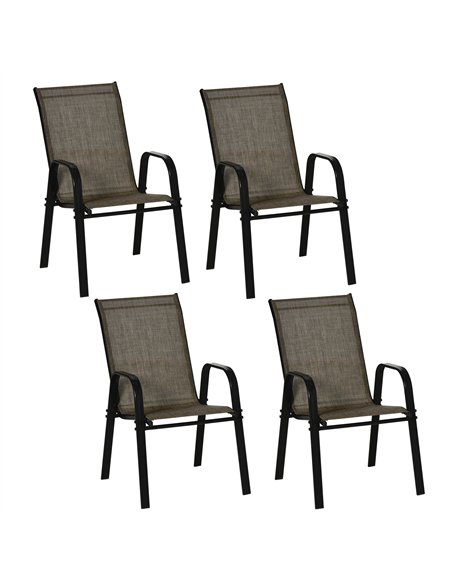 Outsunny Set of Four Stackable Mesh Seat Chairs - Mixed Brown - pic 129900 | FastDaddyshop