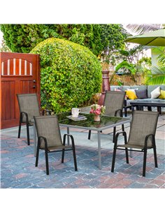 Outsunny Set of Four Stackable Mesh Seat Chairs - Mixed Brown 2
