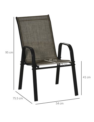 Outsunny Set of Four Stackable Mesh Seat Chairs - Mixed Brown