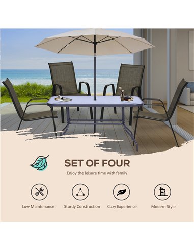 Outsunny Set of Four Stackable Mesh Seat Chairs - Mixed Brown