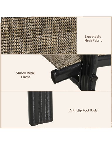 Outsunny Set of Four Stackable Mesh Seat Chairs - Mixed Brown