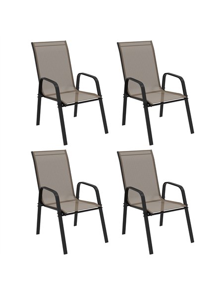 Outsunny Set of Four Stackable Mesh Seat Chairs - Grey - pic 129918 | FastDaddyshop