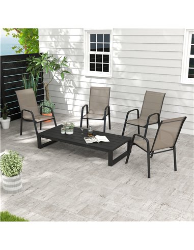 Outsunny Set of Four Stackable Mesh Seat Chairs - Grey