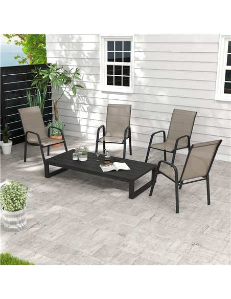 Outsunny Set of Four Stackable Mesh Seat Chairs - Grey - pic 129919 | FastDaddyshop
