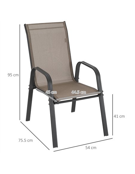 Outsunny Set of Four Stackable Mesh Seat Chairs - Grey - pic 129920 | FastDaddyshop