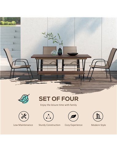 Outsunny Set of Four Stackable Mesh Seat Chairs - Grey