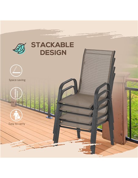 Outsunny Set of Four Stackable Mesh Seat Chairs - Grey - pic 129922 | FastDaddyshop