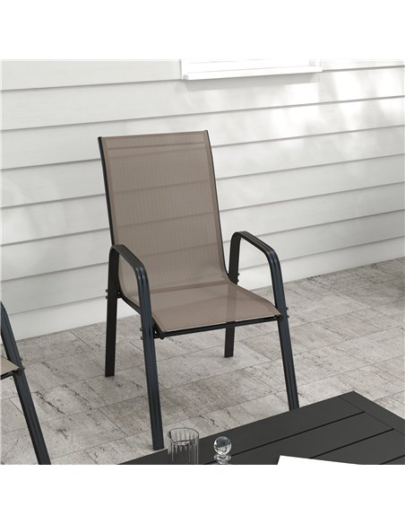 Outsunny Set of Four Stackable Mesh Seat Chairs - Grey - pic 129924 | FastDaddyshop