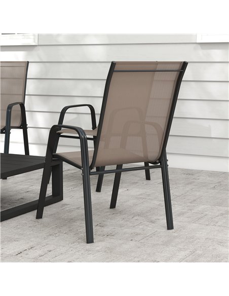 Outsunny Set of Four Stackable Mesh Seat Chairs - Grey - pic 129925 | FastDaddyshop