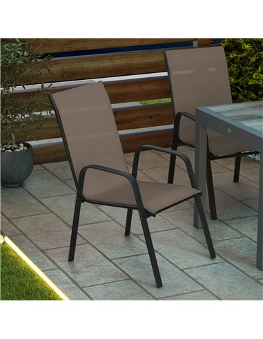 Outsunny Set of Four Stackable Mesh Seat Chairs - Grey
