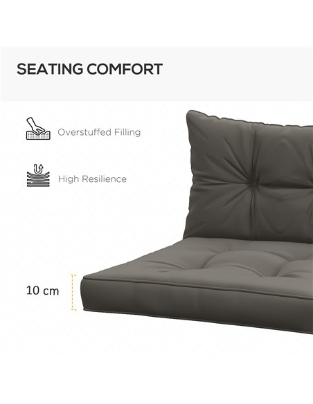 Outsunny 2-Piece Seat Cushions Back Pillows Replacement, Patio Chair Cushions Set for Indoor Outdoor, Charcoal Grey - pic 129931 | FastDaddyshop