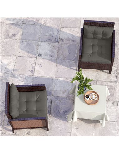 Outsunny 2-Piece Seat Cushions Back Pillows Replacement, Patio Chair Cushions Set for Indoor Outdoor, Charcoal Grey